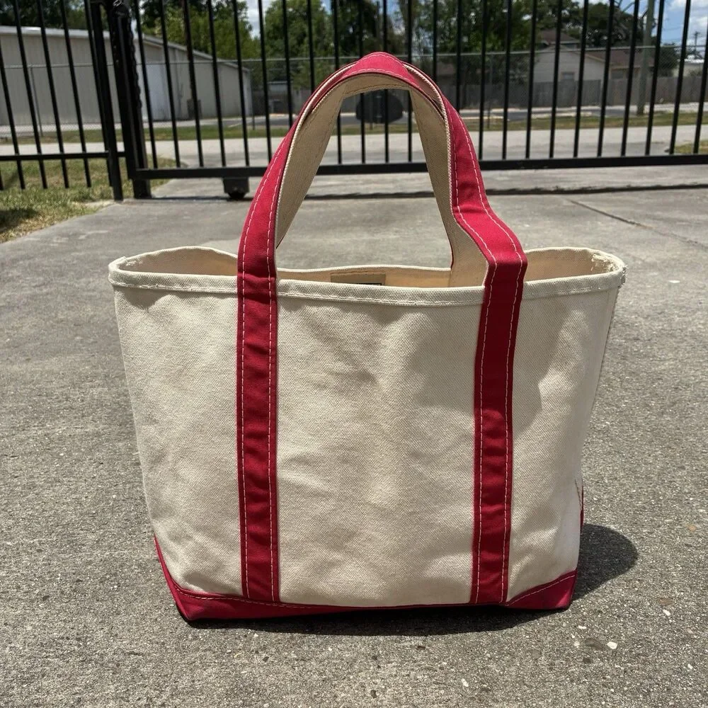 Vtg Medium Size Boat And Tote L L Bean Stiff Canvas Made In USA 11”x 12”x 5.5”